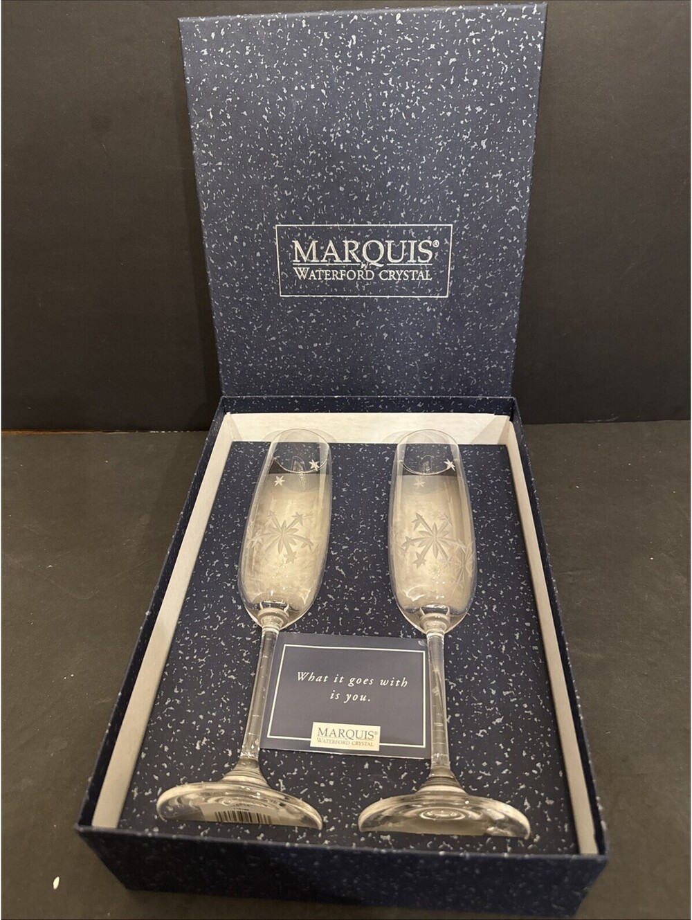 Waterford Marquis Champagne Flutes Glass Winterfest Snowflake New